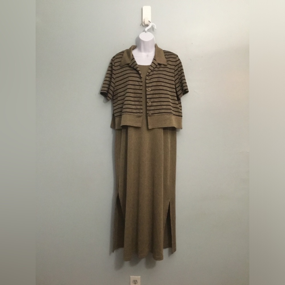 Olivia rose Sleeveless Tan Maxi Dress with Side Slits — Classic Minimalist